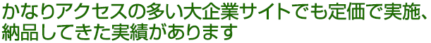 かなりアクセスの多い大企業サイトでも定価で実施、納品してきた実績があります